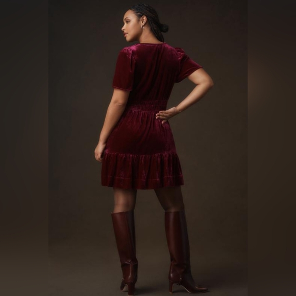 ANTHROPOLOGIE Somerset Mini Dress Velvet in Wine, size S - Picture 7 of 7